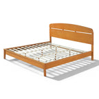 King Size Solid Wood Platform Bed with Curved Headboard