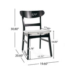 Set of 2 Dining Chairs - Upholstered Seat, Rubberwood Legs