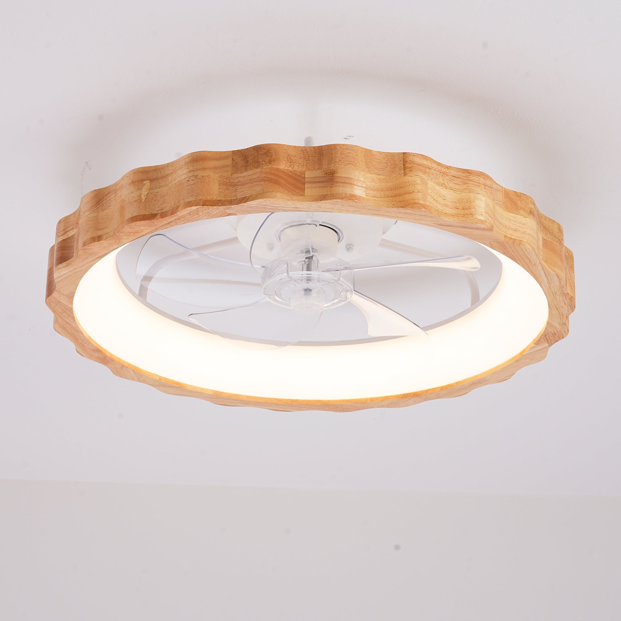 20" Plum Blossom Flush Mount Ceiling Fan With Lights and Remote