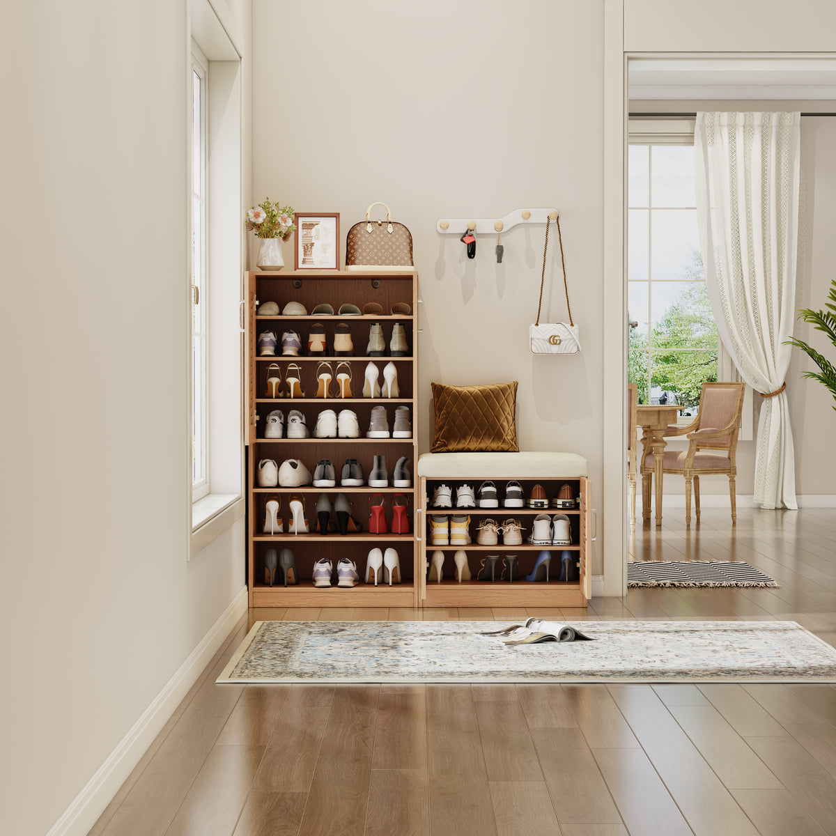 Multi Functional Shoe Storage Cabinet with Bench