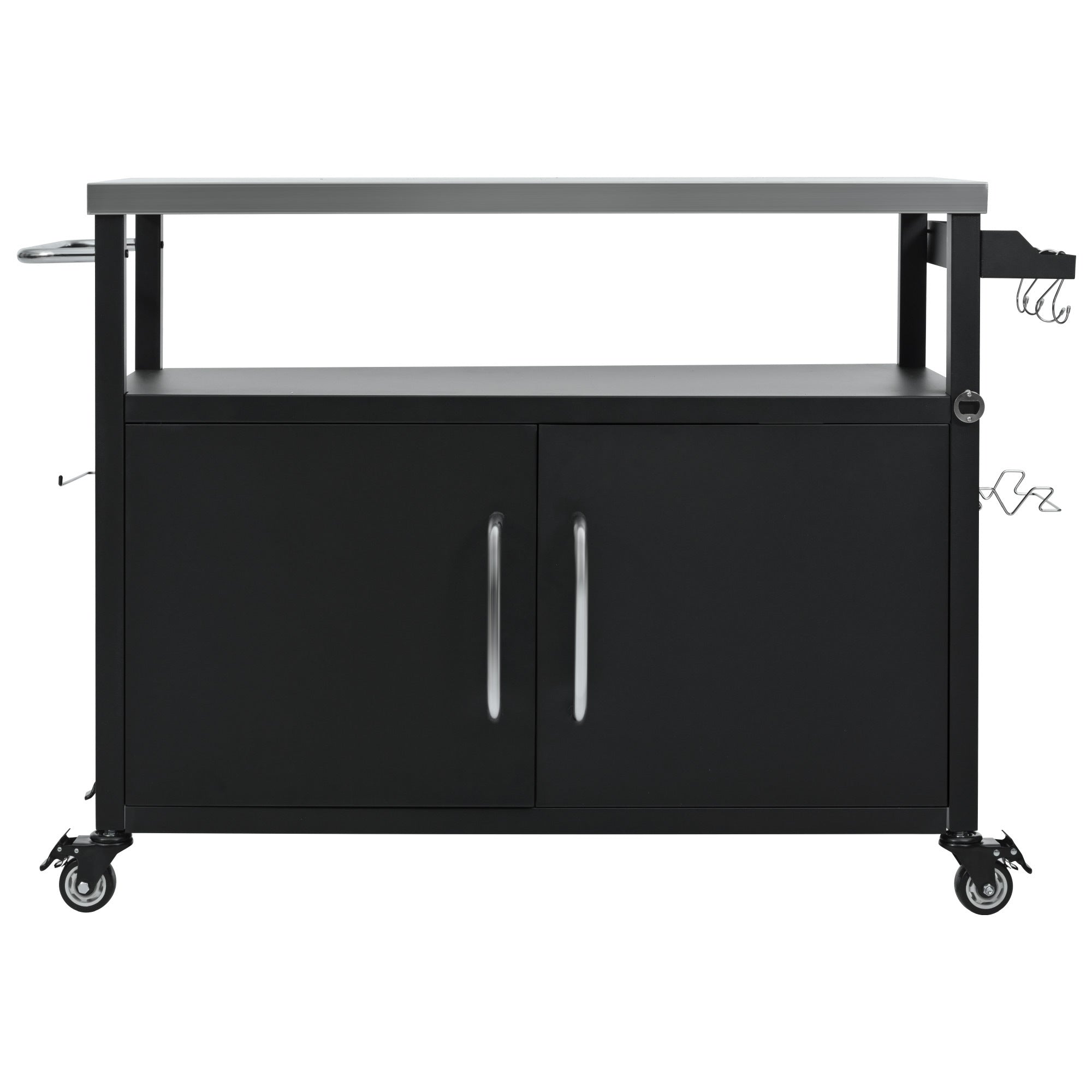 K&K 54.5 Inch Outdoor Kitchen Island with Stainless Steel Tabletop