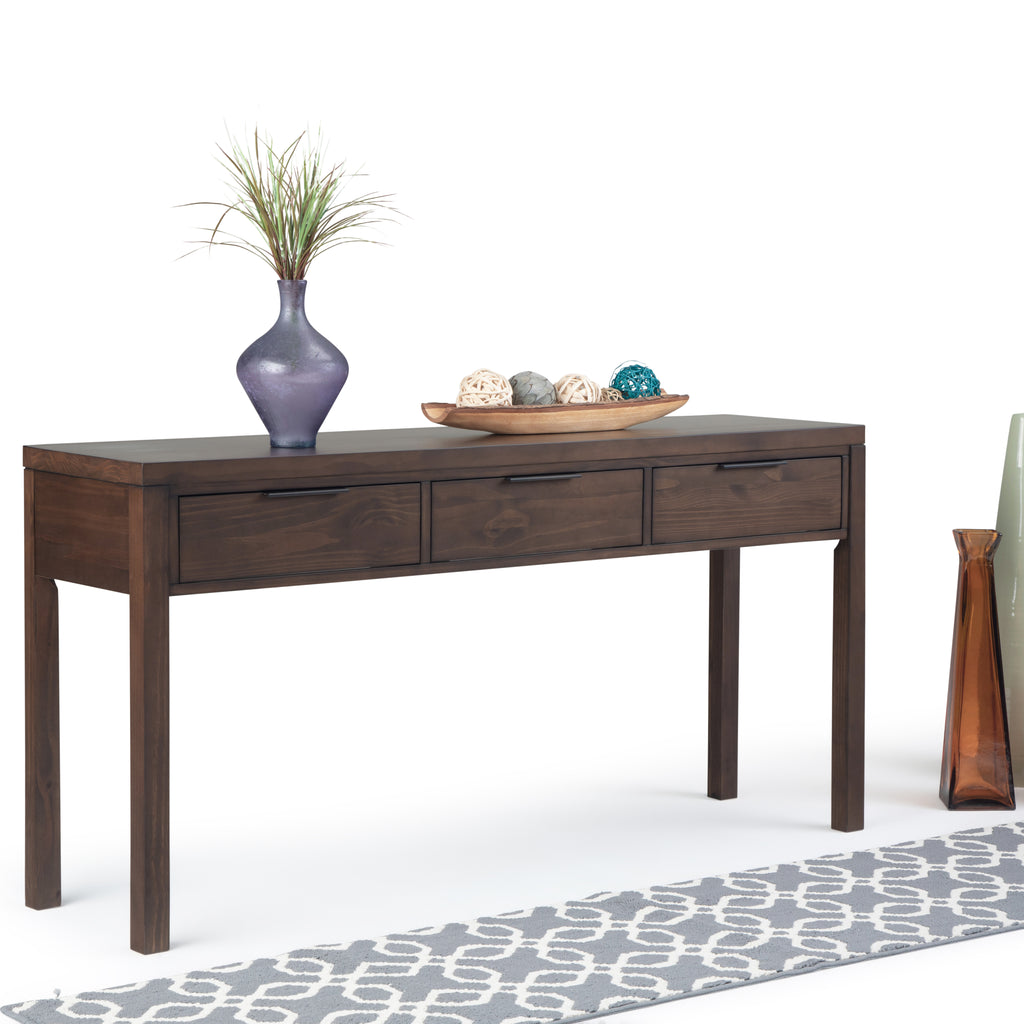 Hollander Solid Wood Wide Console Table in Warm