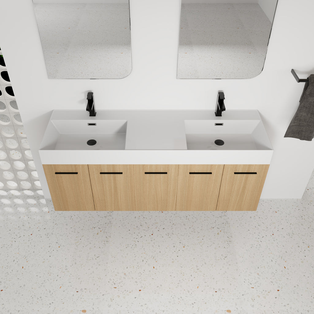 60" Floating Double Sink Bathroom Vanity with Extra-Large Storage
