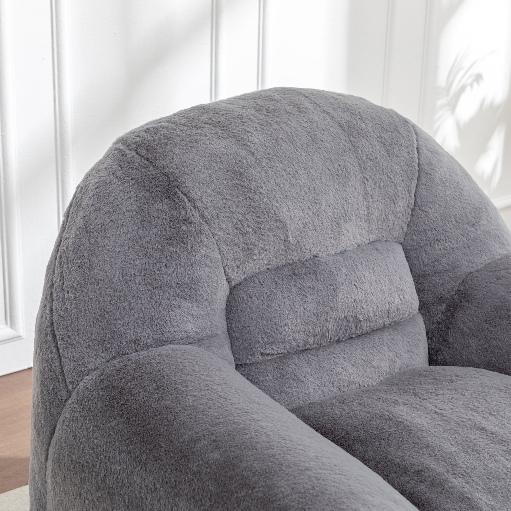 Comfy Faux Fur Bean Bag Chair with Back Support