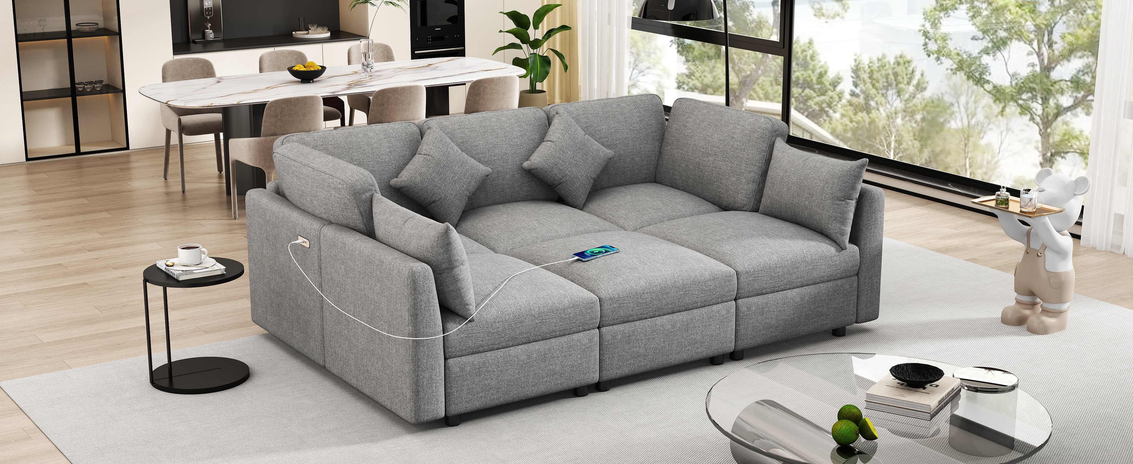 86.6" Modular Sectional Sofa