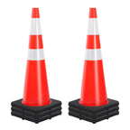 36" Heavy-Duty Traffic Cones with Reflective Collars - 4 Pack