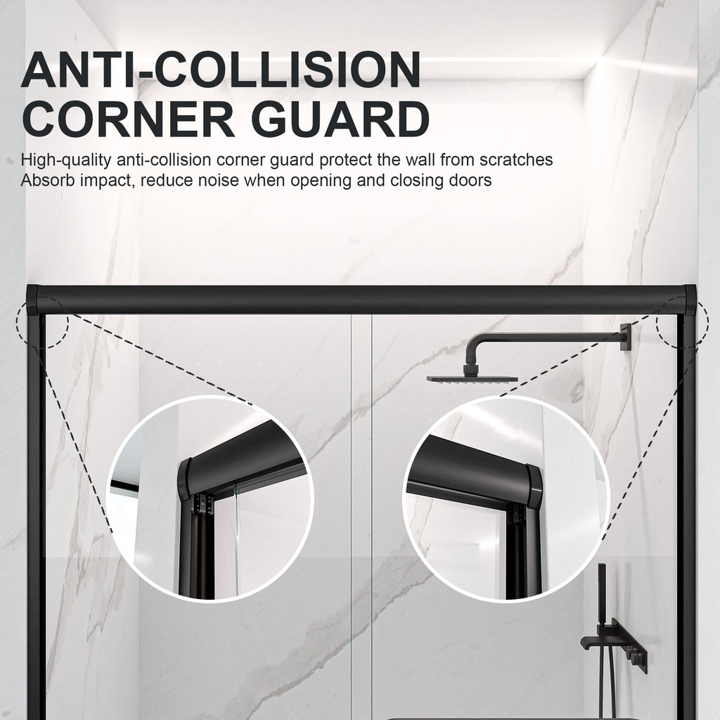 Semi-Frameless Double Sliding Shower Door - 56"-60"W*72"H