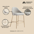 Gracie Metal Upholstered Counter Stool in Stone
