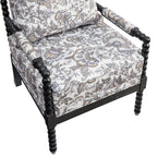 Belvoir Upholstered Spool Accent Chair with Turned Wood Frame, Floral