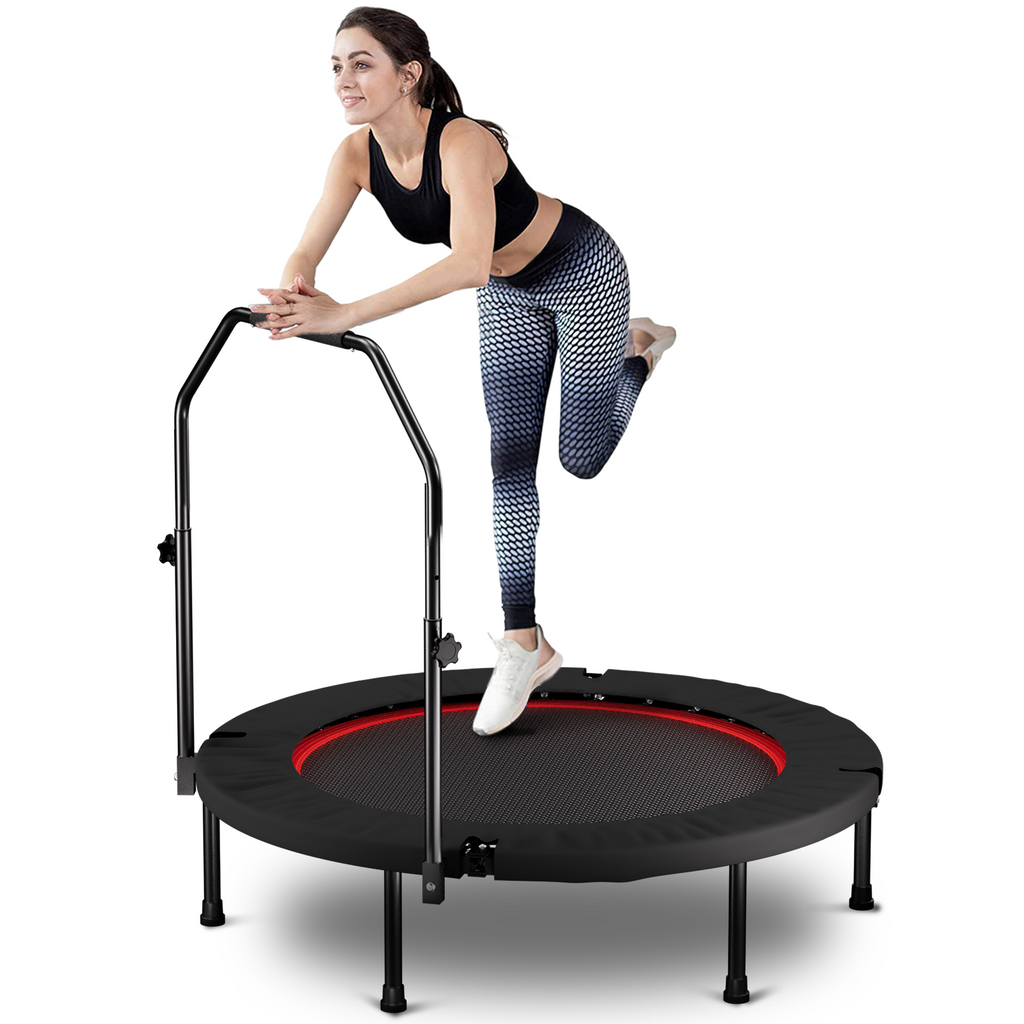 40 Inch Foldable Trampoline with Handle - Standard Spring - Black
