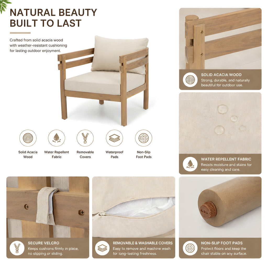 4-Piece Acacia Wood Patio Furniture Set