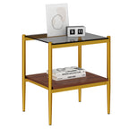 Set of 2 Rectangle End Tables with Tempered Glass Top