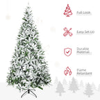 HOMCOM 9' Tall Unlit Snow Flocked Pine Artificial Christmas Tree