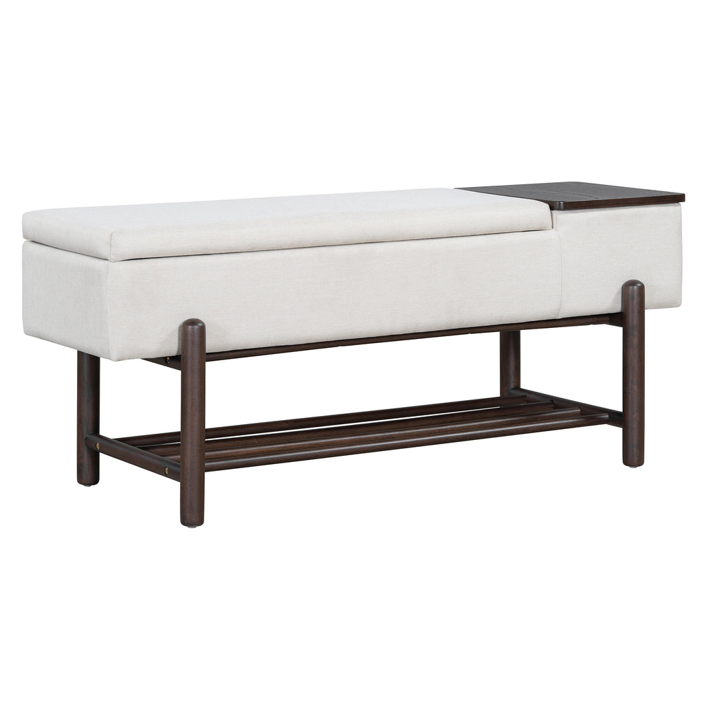 TREXM Farmhouse Upholstered Storage Bench