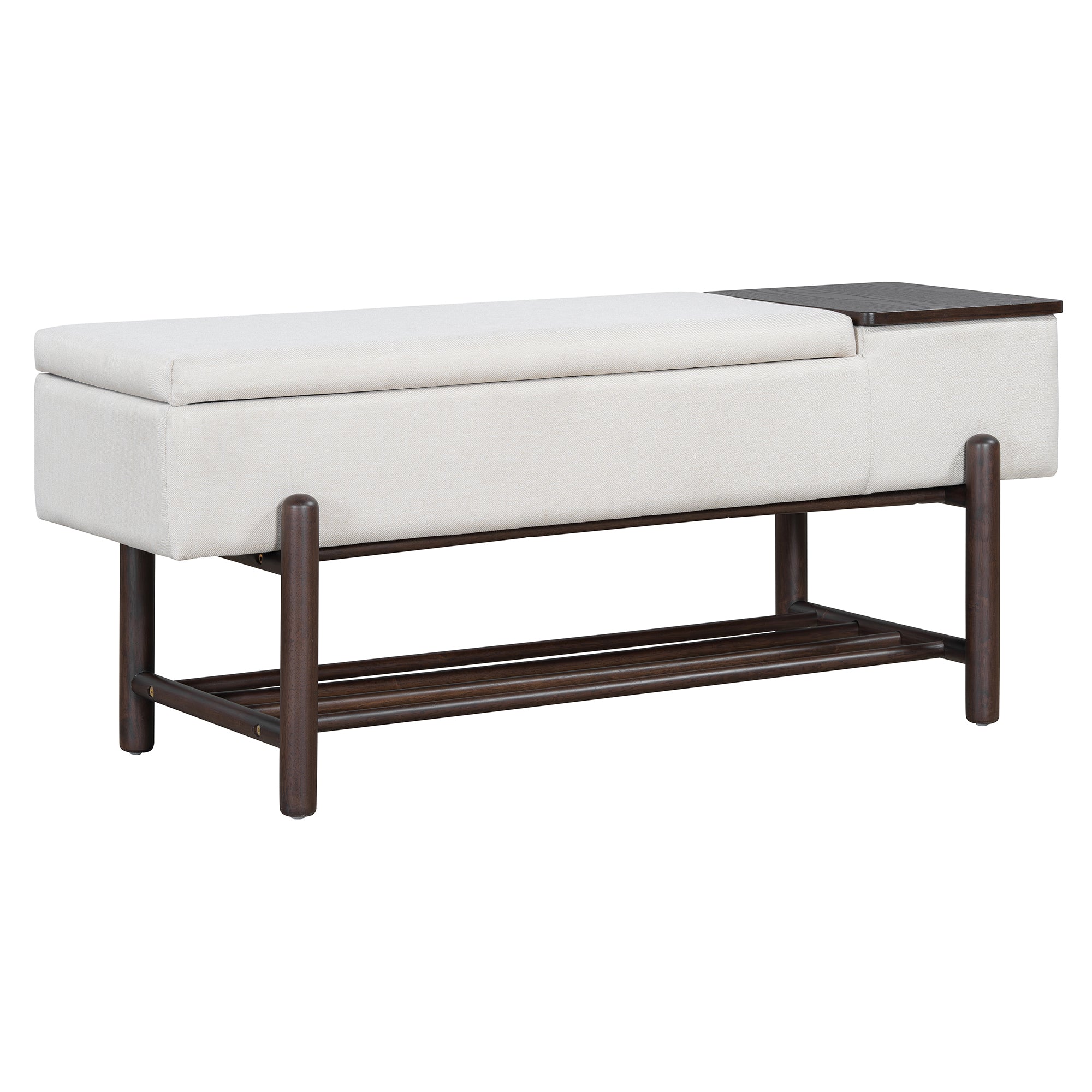TREXM Farmhouse Upholstered Storage Bench