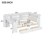 Wood Full Size Platform Bed with Storage Shelves and Charging Station
