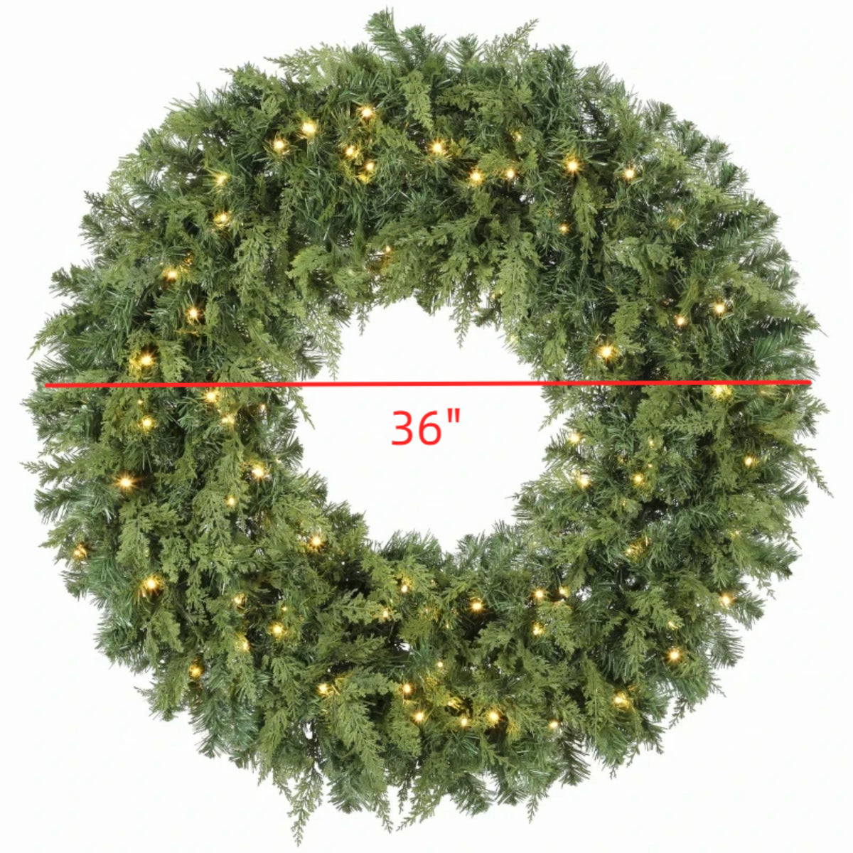36-Inch Pre-Lit Crestwood Spruce Artificial Christmas Wreath