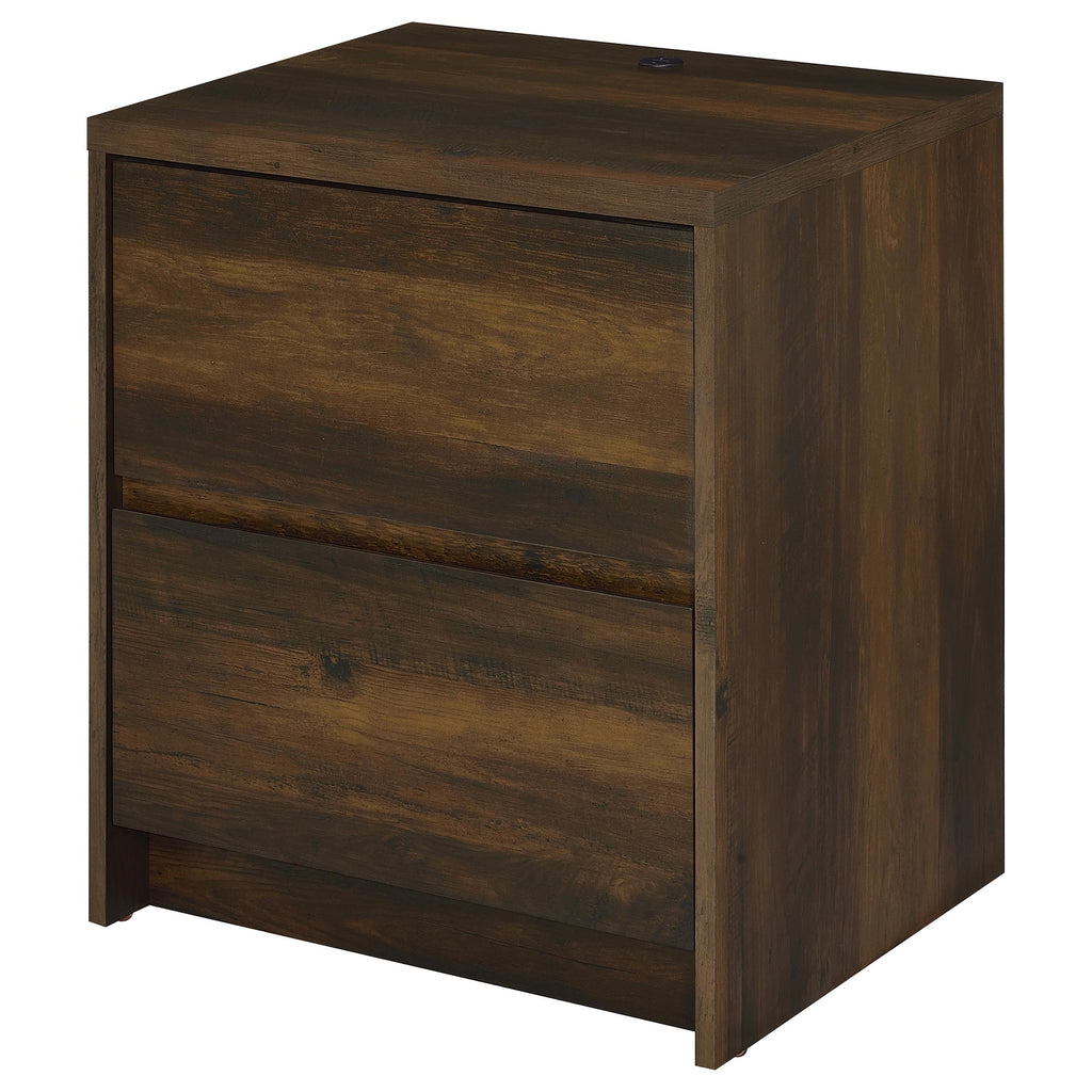 Geary Dark Pine 2-Drawer Nightstand with LED Lights and USB
