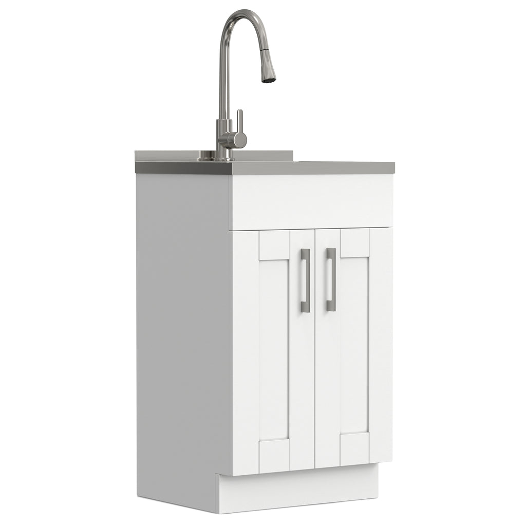 Modern Wide Shaker All-In-One 20-Inch Laundry Utility Sink and Cabinet