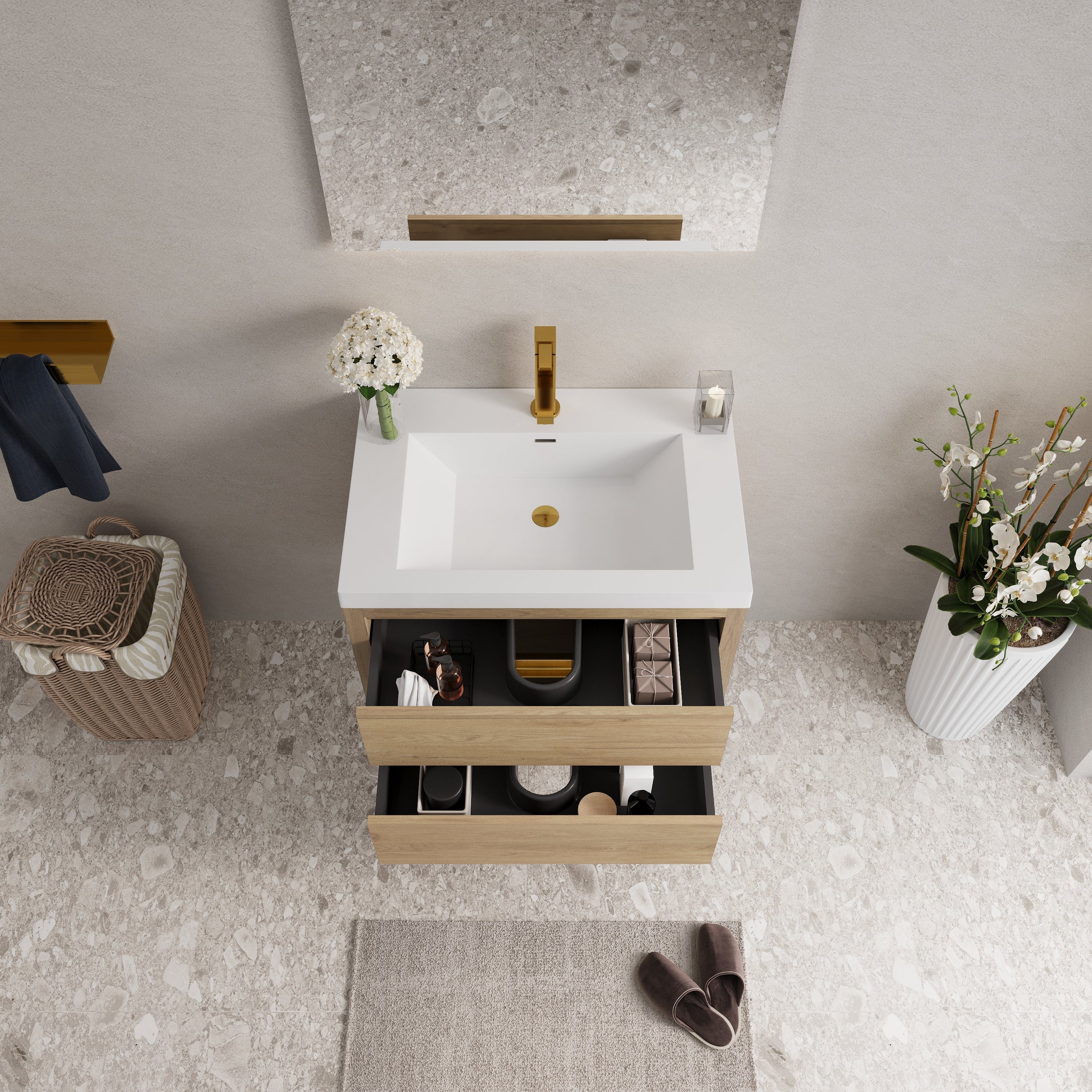 30" Wall-Mounted Bathroom Vanity with Sink