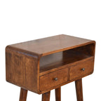 Solid Wood Mini Console Table, 2-Drawers, 1 Open Slot