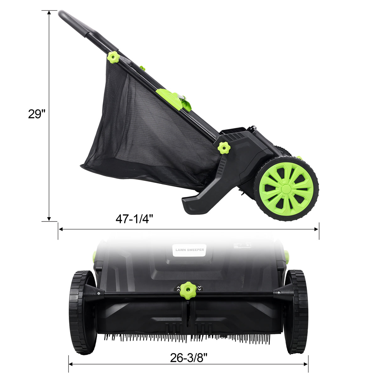Hand Push Lawn Sweeper - 21 Inch Leaf & Grass Collector