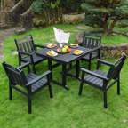 HDPE Outdoor Patio Dining Set with Table and Four Chairs