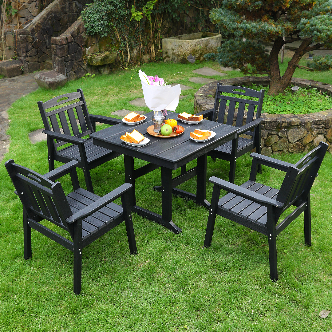 HDPE Outdoor Patio Dining Set with Table and Four Chairs