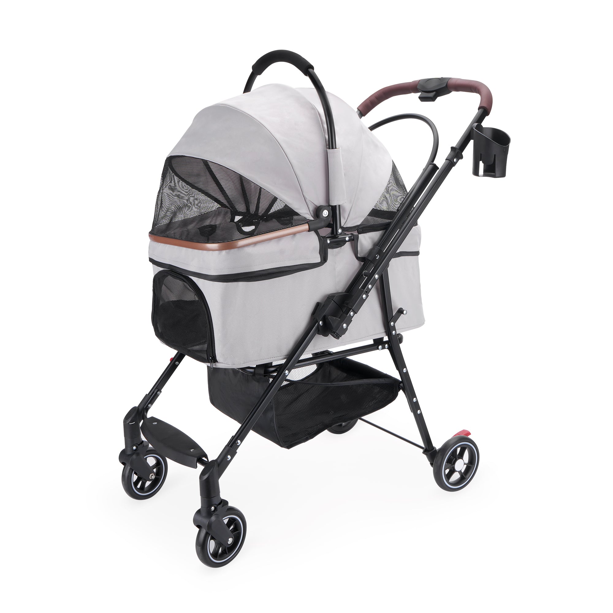 4-Wheel Foldable Pet Stroller for Dogs & Cats