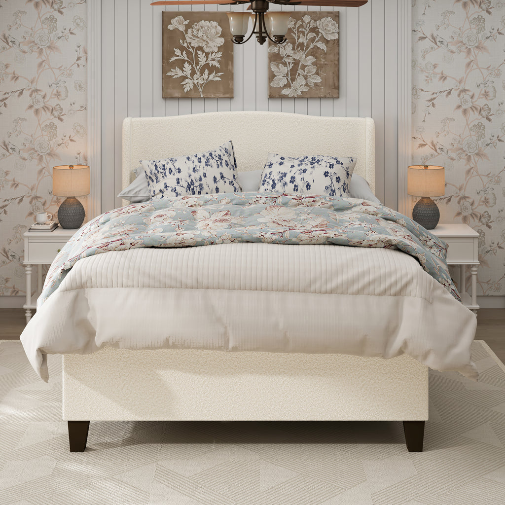 Queen Size Bed Frame with Upholstered Headboard