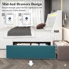 Full Size Bed Frame with Wingback Upholstered Headboard