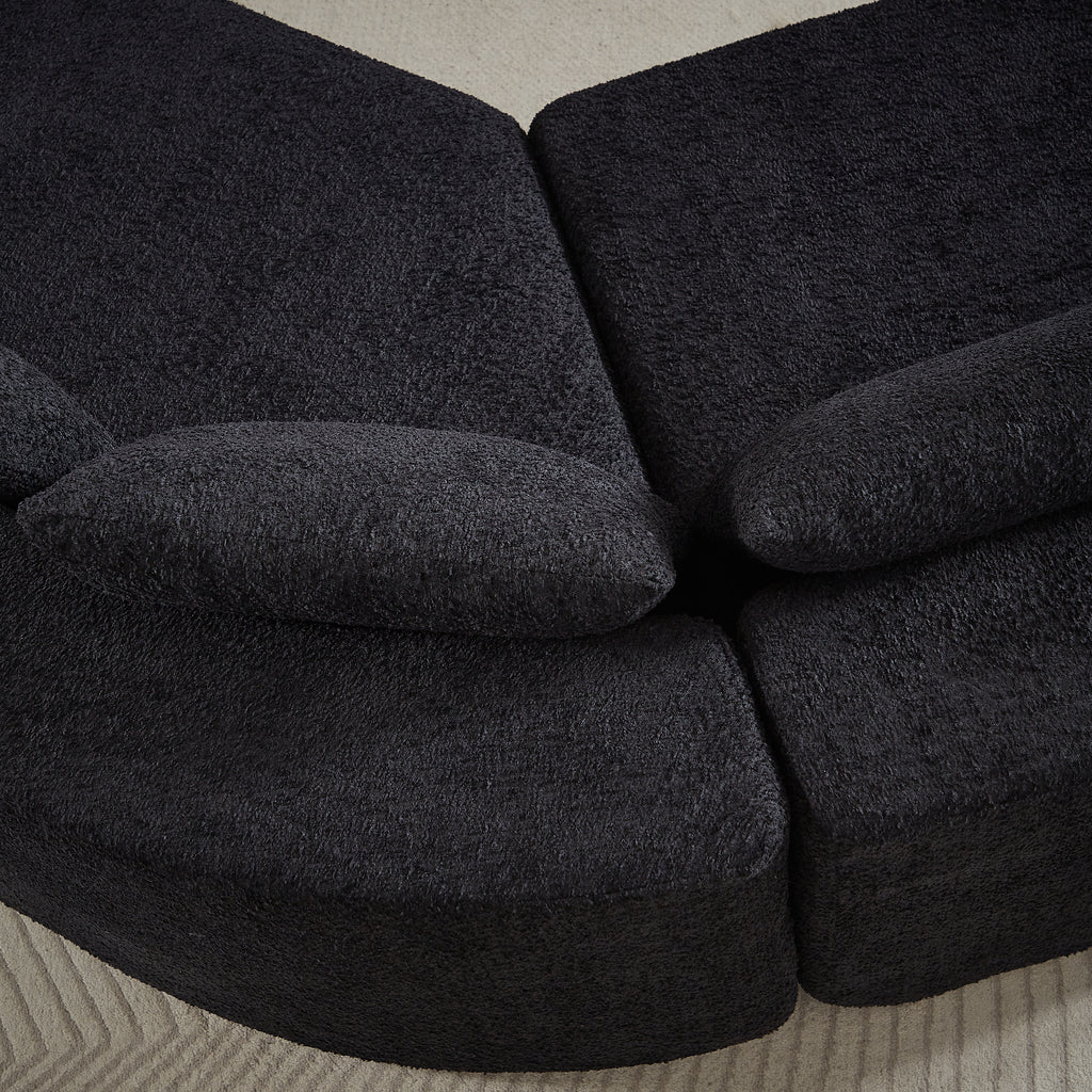 106.3-Inch V-Shaped Modular Sofa Set in Chenille Fabric