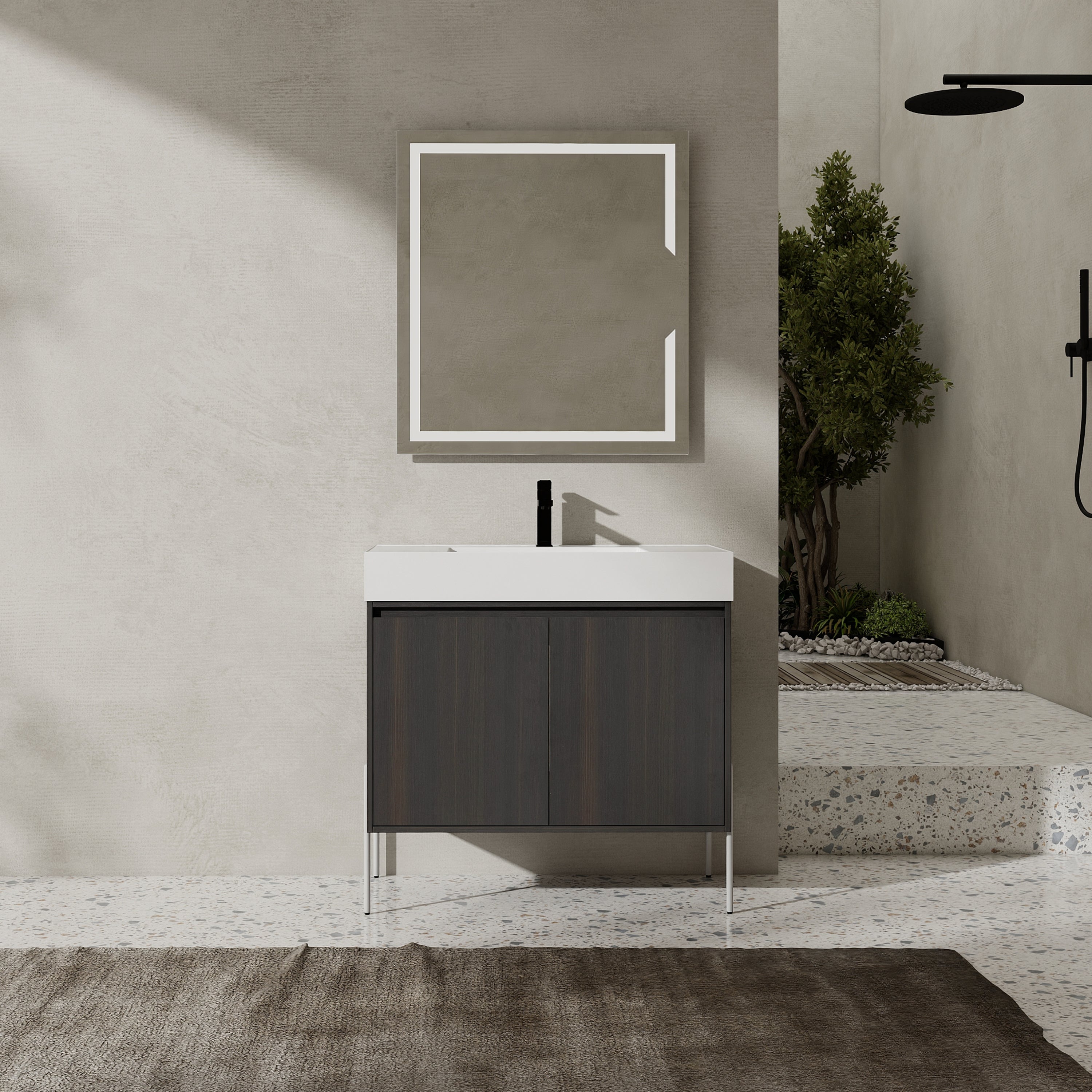36" Freestanding Bathroom Vanity with Resin Sink