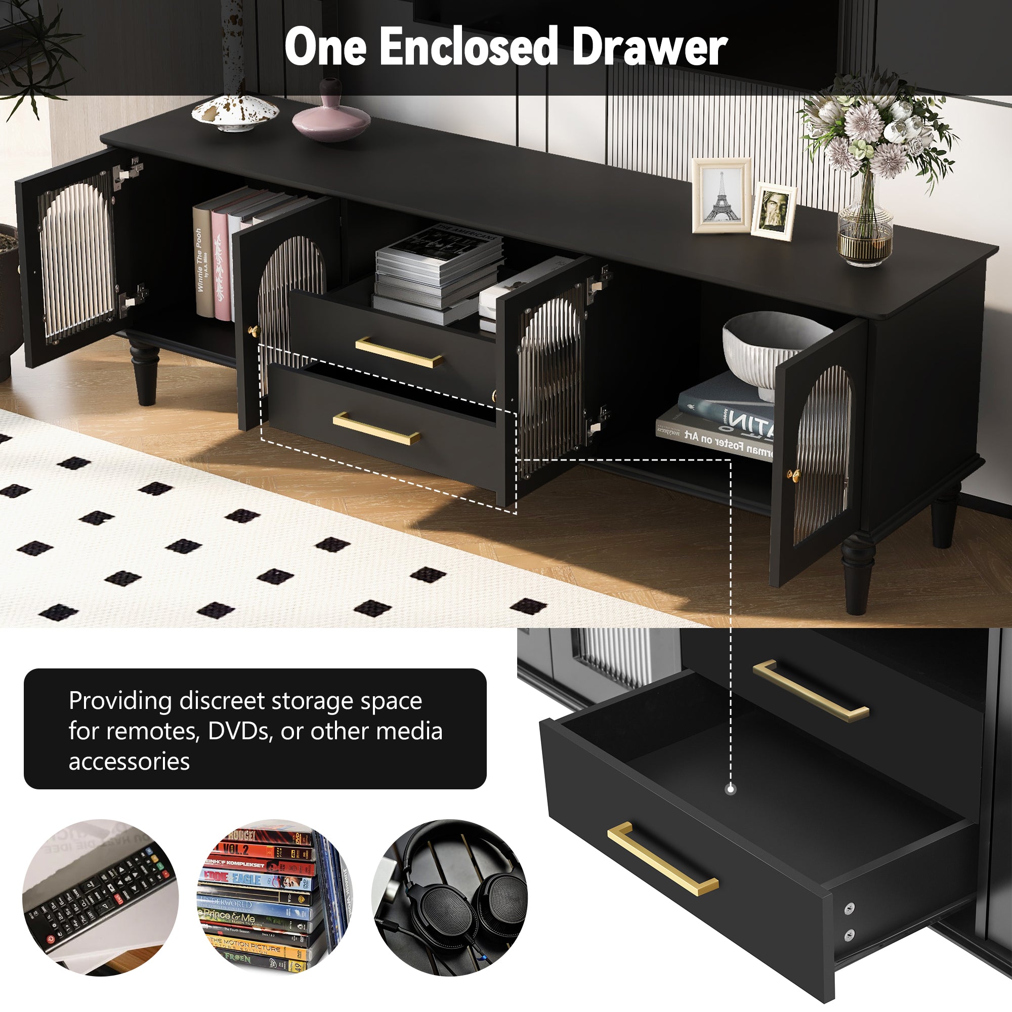 Vibe Haus 68.9'' Retro TV Stand for TVs up to 75 Inches