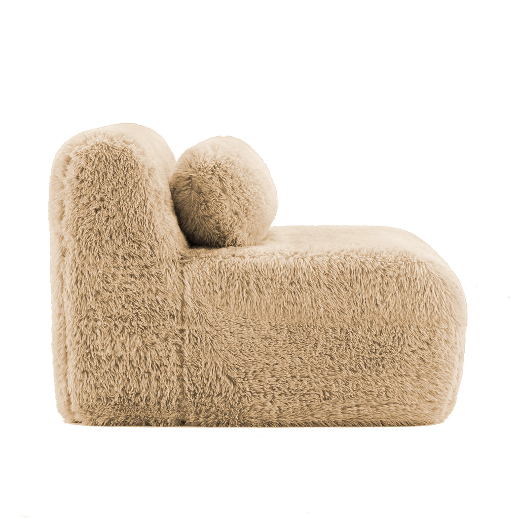 Aviana Armless Sofa With Pillow Plush Fabric - Light Khaki
