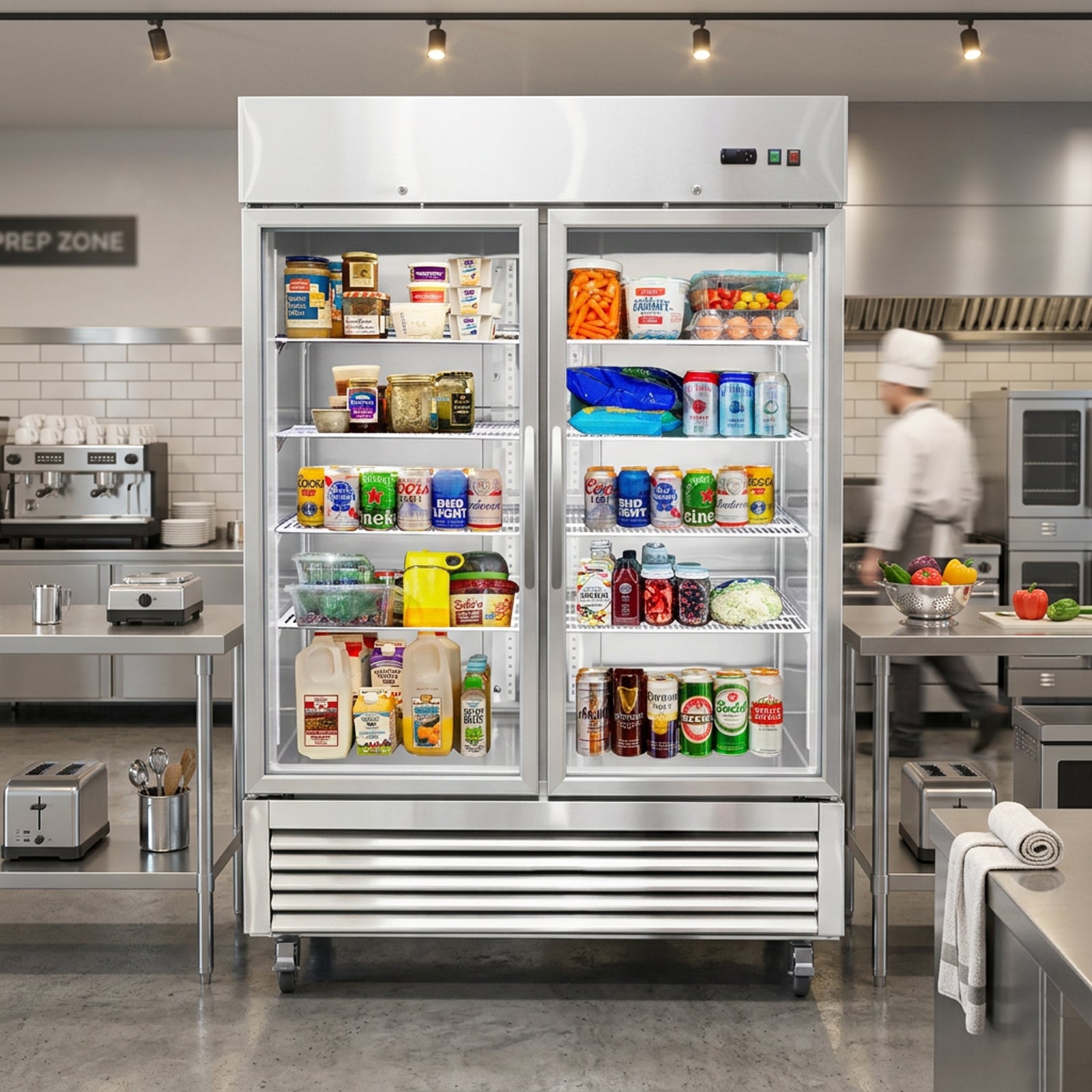 54"W Commercial Refrigerator with Glass Doors