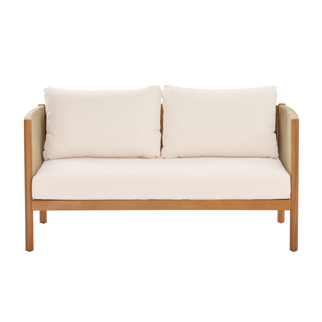 4-Piece Outdoor Sofa Set with Acacia Wood Frame in Teak Look
