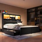 King Bed Frame with High Storage Headboard