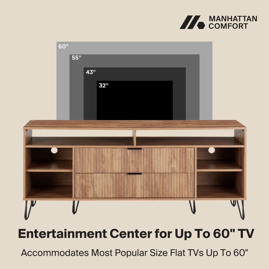 Dumbo 63" Fluted TV Stand in Golden