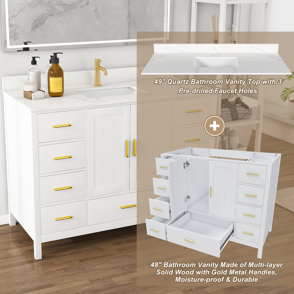 48" Modern Solid Wood Bathroom Vanity with Sink