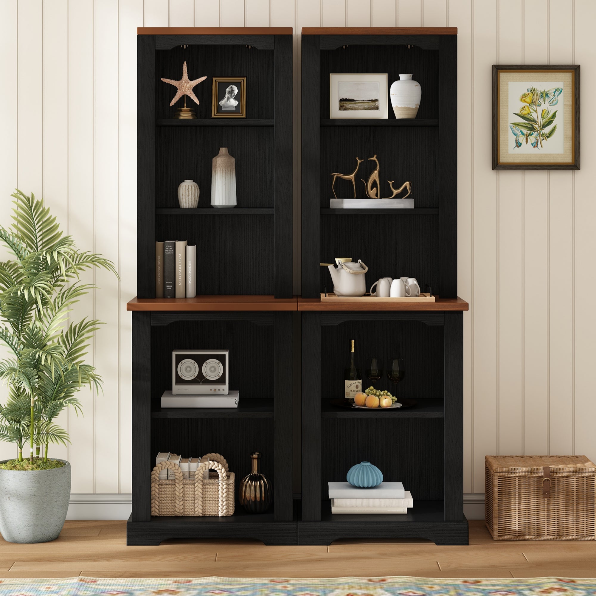 On-Trend Two-Piece Elegant Freestanding Tall Cabinet