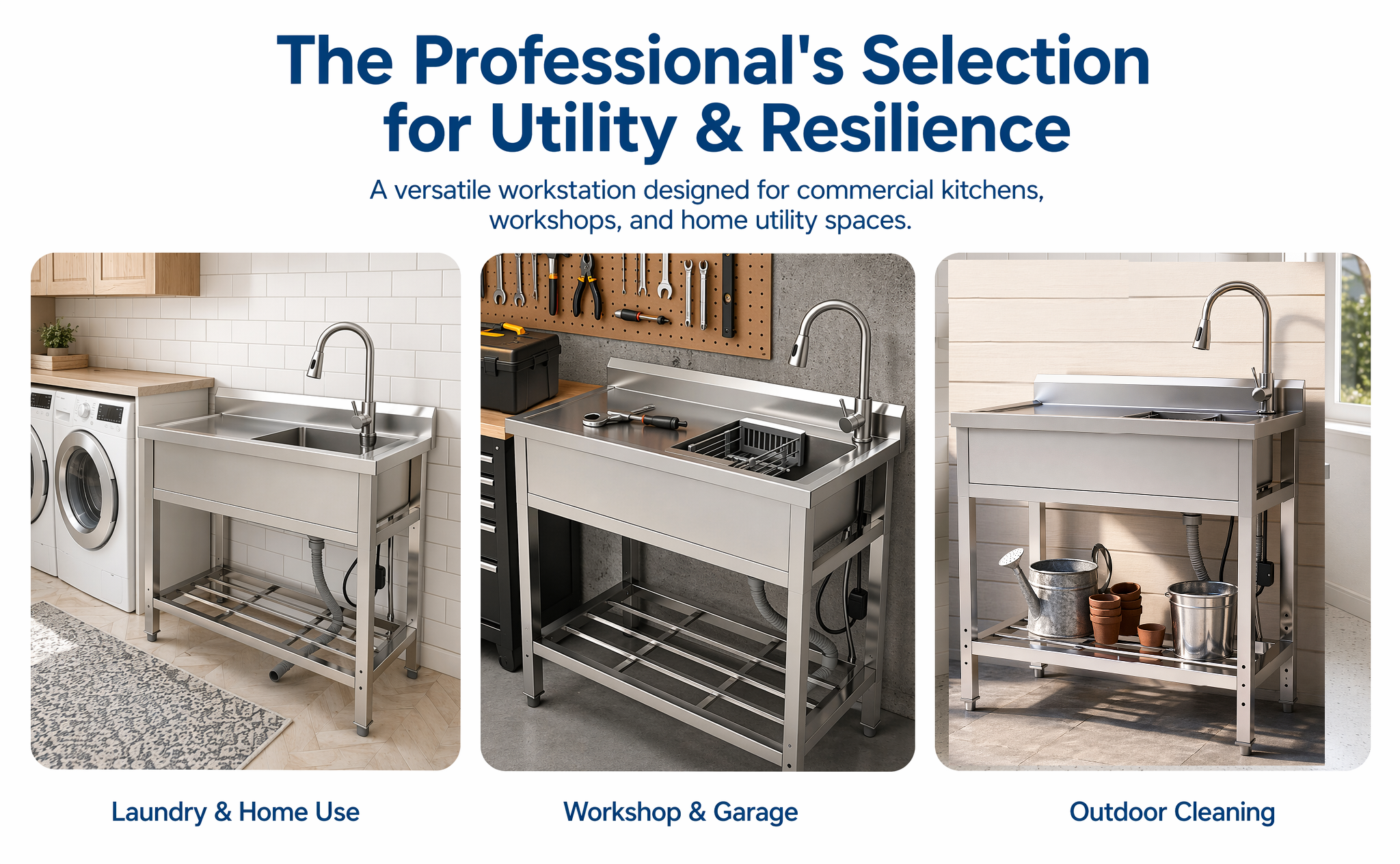 Stainless Steel Utility Sink, Freestanding Sink 2