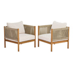 Outdoor Club Chair Set of 2 with Acacia Wood Frame in Teak Look