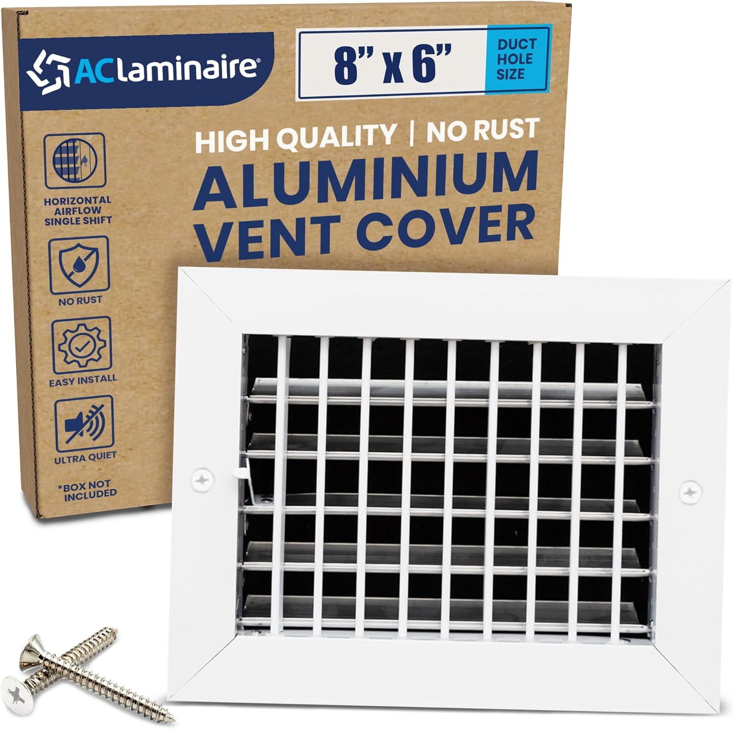 AC Register Vent Cover 8X6 Inch - Adjustable Aluminum HVAC Grille