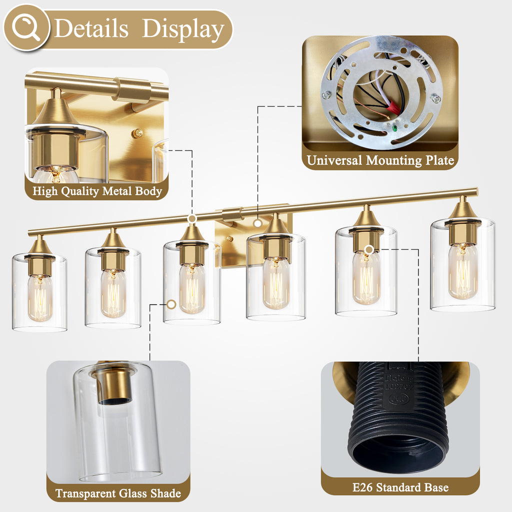6-Light Brushed Bathroom Vanity Wall Light
