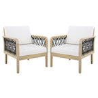 Outdoor Acacia Wood Club Chair with Handwoven Rope (Set of 2)