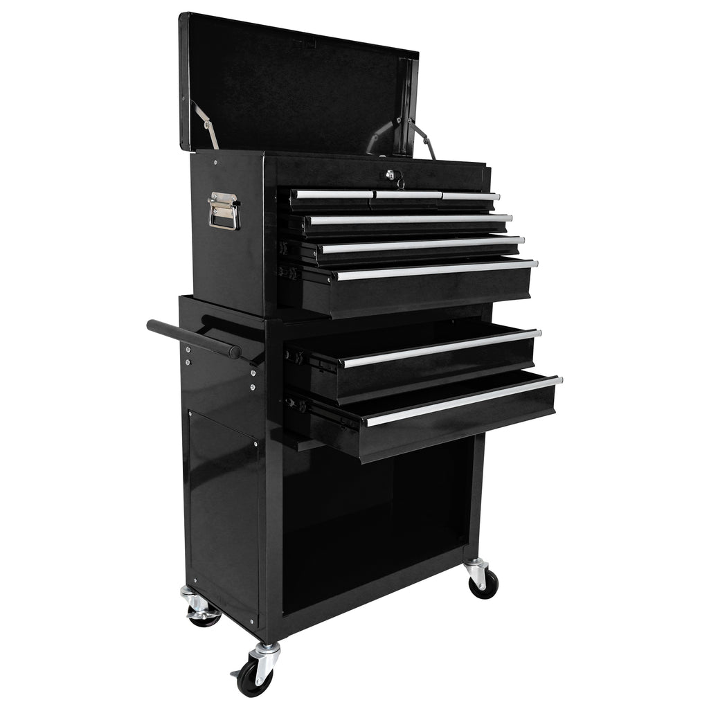 High Capacity Rolling Tool Chest with Wheels and Drawers, 8-Drawer Tool Storage Cabinet--BLACK