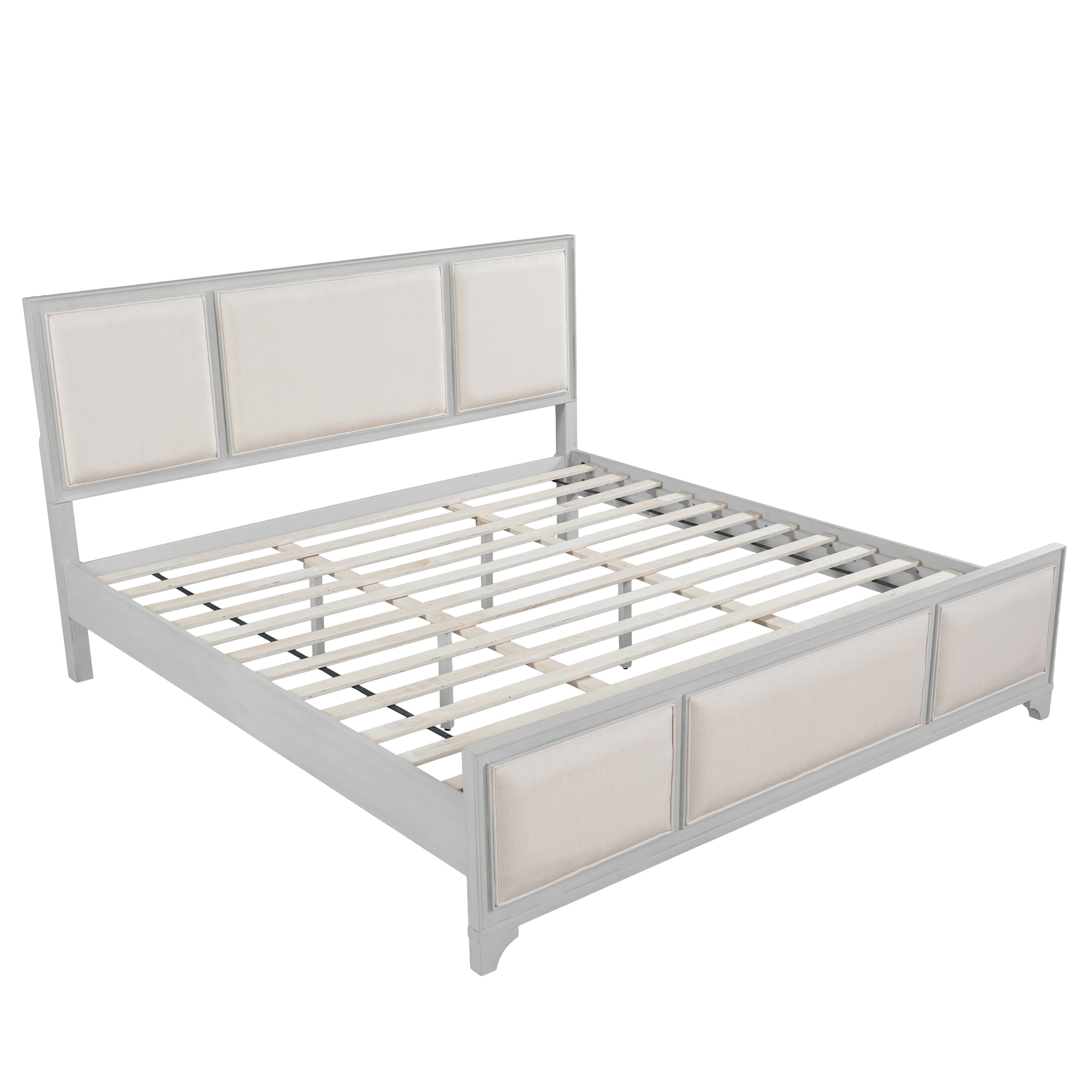 King Size Bed Frame with Upholstered Headboard