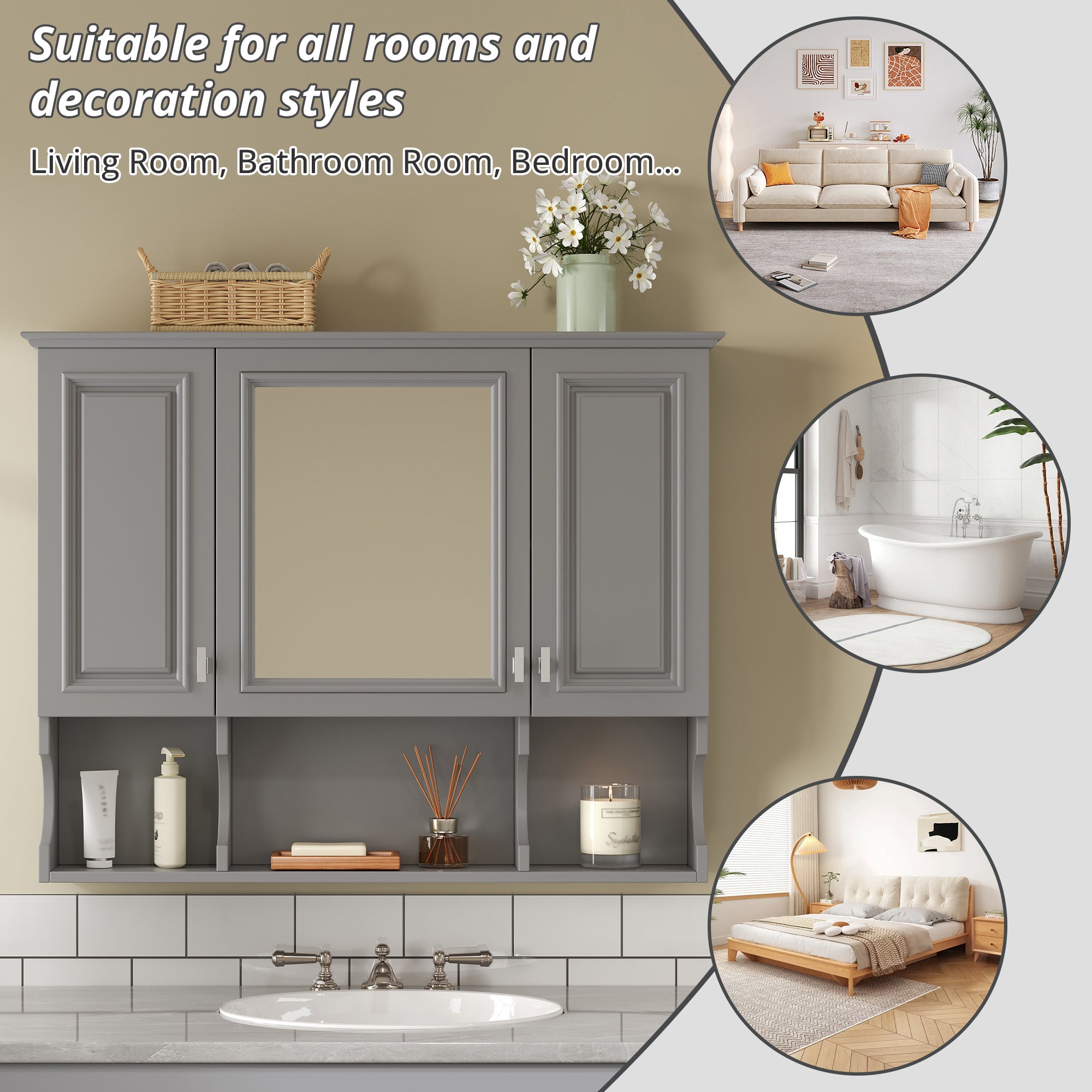 35'' x 28'' Wall Mounted Bathroom Medicine Cabinet