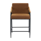 Counter Stool with Iron Frame - Set of 2 - Black and Reddish
